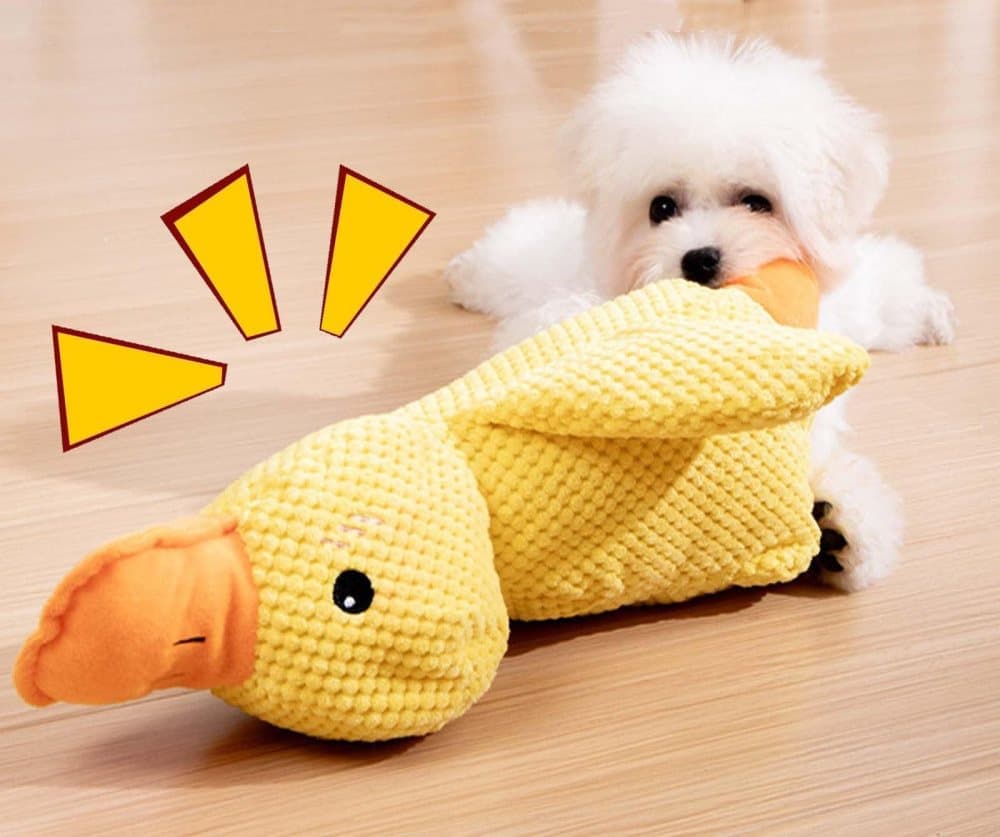 1 Calming Dog Toy Plush Duck with Squeak for Small Dogs, S