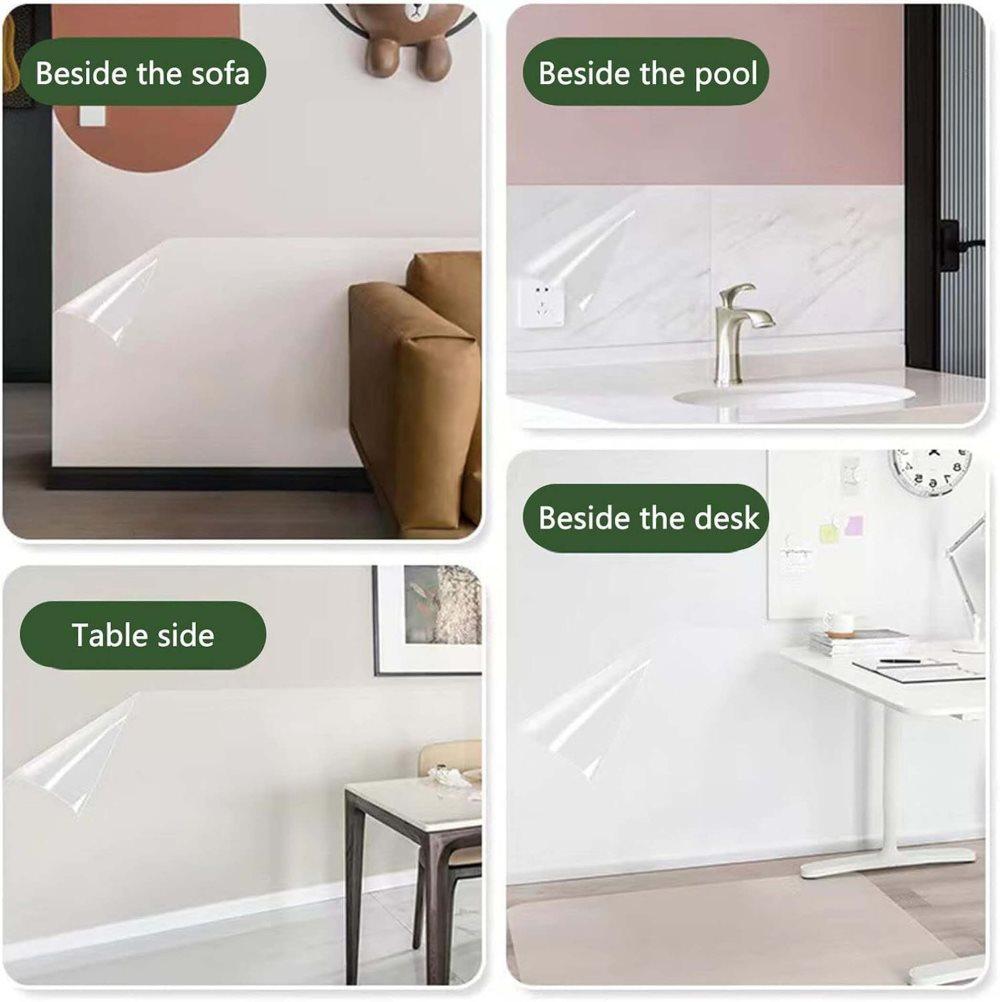 Transparent Wall Protection Film 40 cm x 10 m, Static Adhesion Removable Durable Water and Oil Resistant Easy to Clean Furniture Foil Wall Decoration