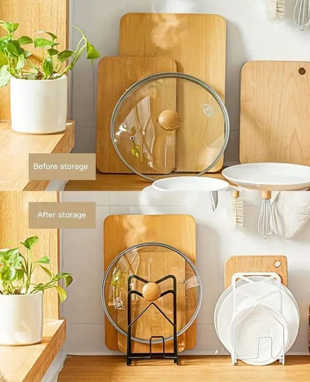 Metal Cutting Board Holder Dish Rack, 12.5x14.5x21.5 cm, Black