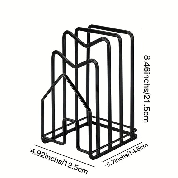 Metal Cutting Board Holder Dish Rack, 12.5x14.5x21.5 cm, Black