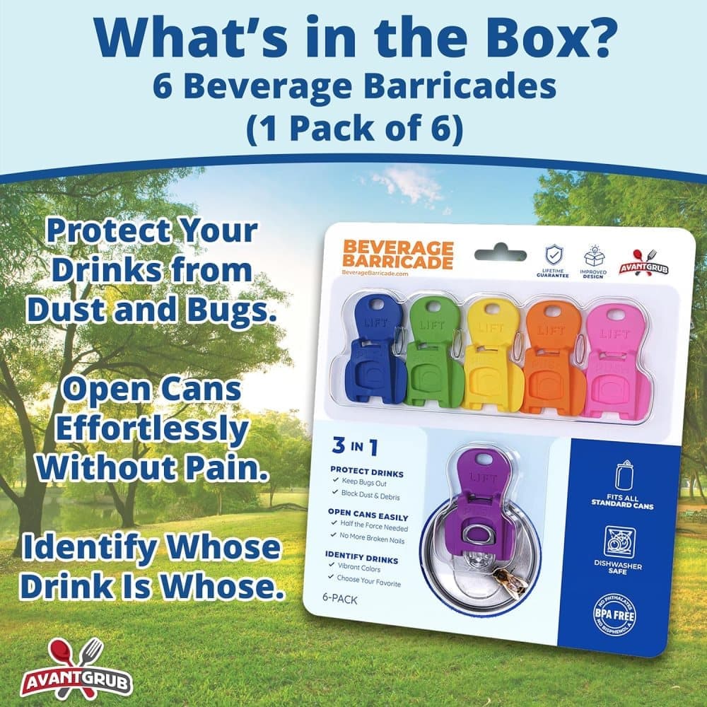 6-Pack Reusable Can Opener and Bottle Opener, Finger Protector, Multi-Colored