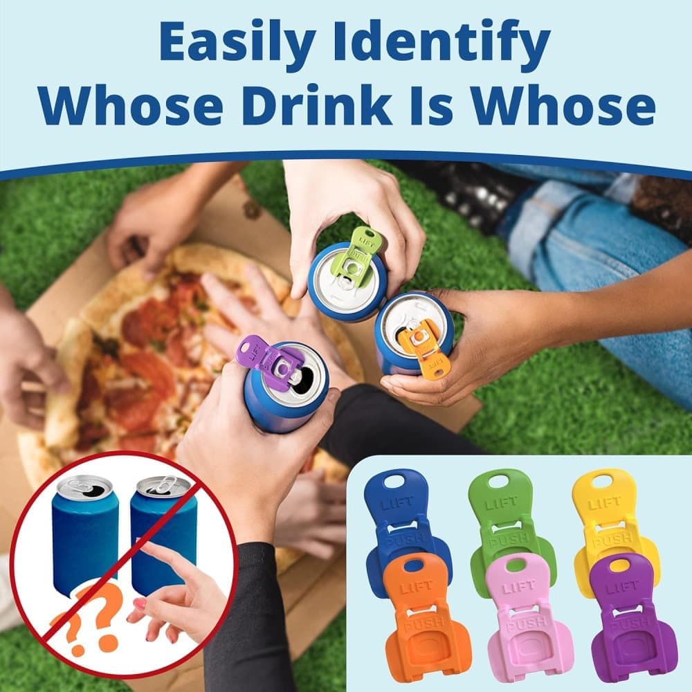 6-Pack Reusable Can Opener and Bottle Opener, Finger Protector, Multi-Colored
