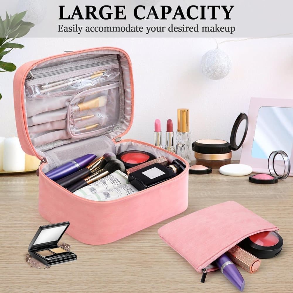 Pink 2-in-1 Makeup and Toiletry Bag with Handle