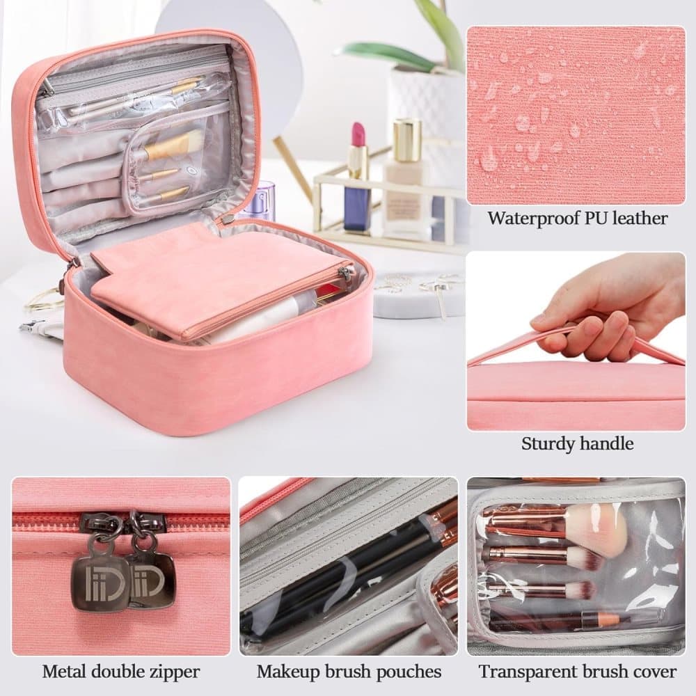 Pink 2-in-1 Makeup and Toiletry Bag with Handle