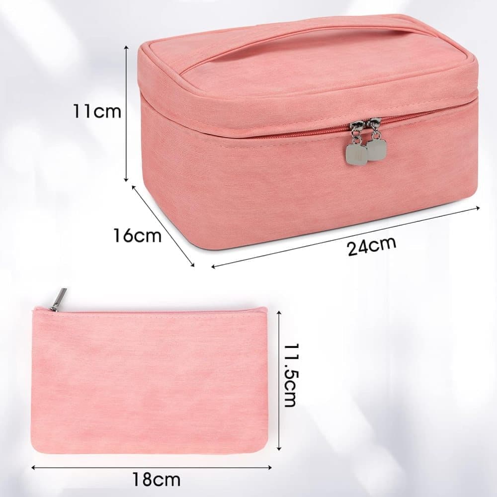Pink 2-in-1 Makeup and Toiletry Bag with Handle