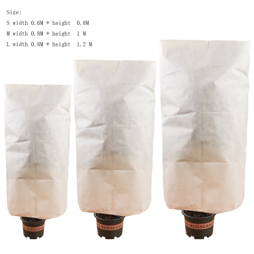3-Pack Winter Plant Protection Frost Cover with Drawstring, Reusable Durable for Outdoor Plants Fruit Trees Potted Plants, 80x120cm, Beige