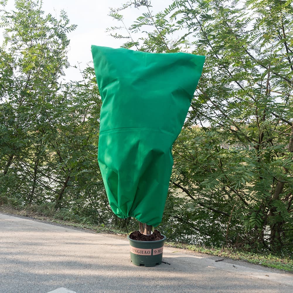 3-Pack Winter Plant Protection Frost Cover with Drawstring, Reusable Durable for Outdoor Plants Fruit Trees Potted Plants, 100x150cm, Green