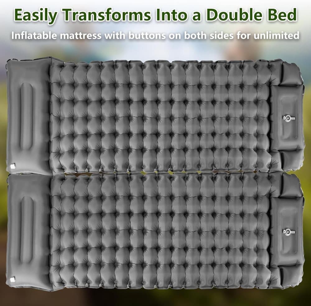 Self-inflating mattress 10cm, waterproof lightweight tear-resistant durable with foot pump for camping beach hiking, Green