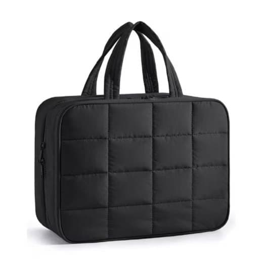 1 Piece Hanging Travel Makeup Bag with Jewelry Compartment for Women, 28×12×20 cm, Black