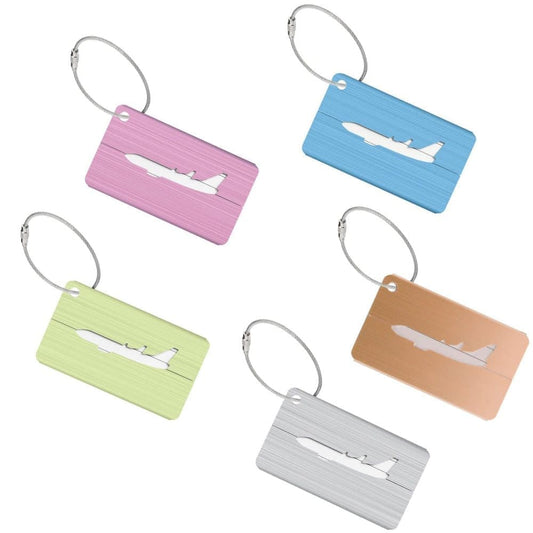 5-Pack Colorful Aluminum Alloy Luggage Tags, 75x45 mm, Practical Labels for Suitcases