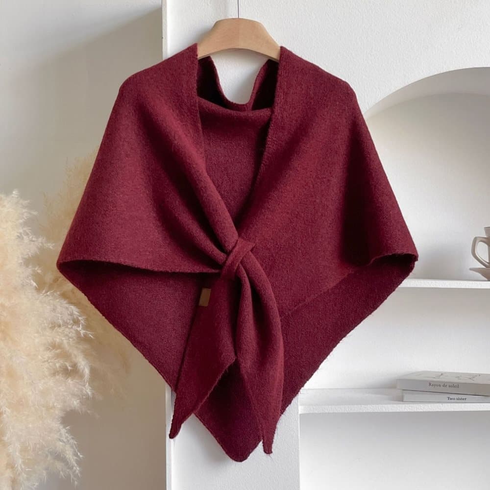 Women's Faux Cashmere Shawl Scarf Warm Extra-Long Triangular Wrap, 180 x 70 cm, Red, Ideal for Party Wedding Evening Outfits