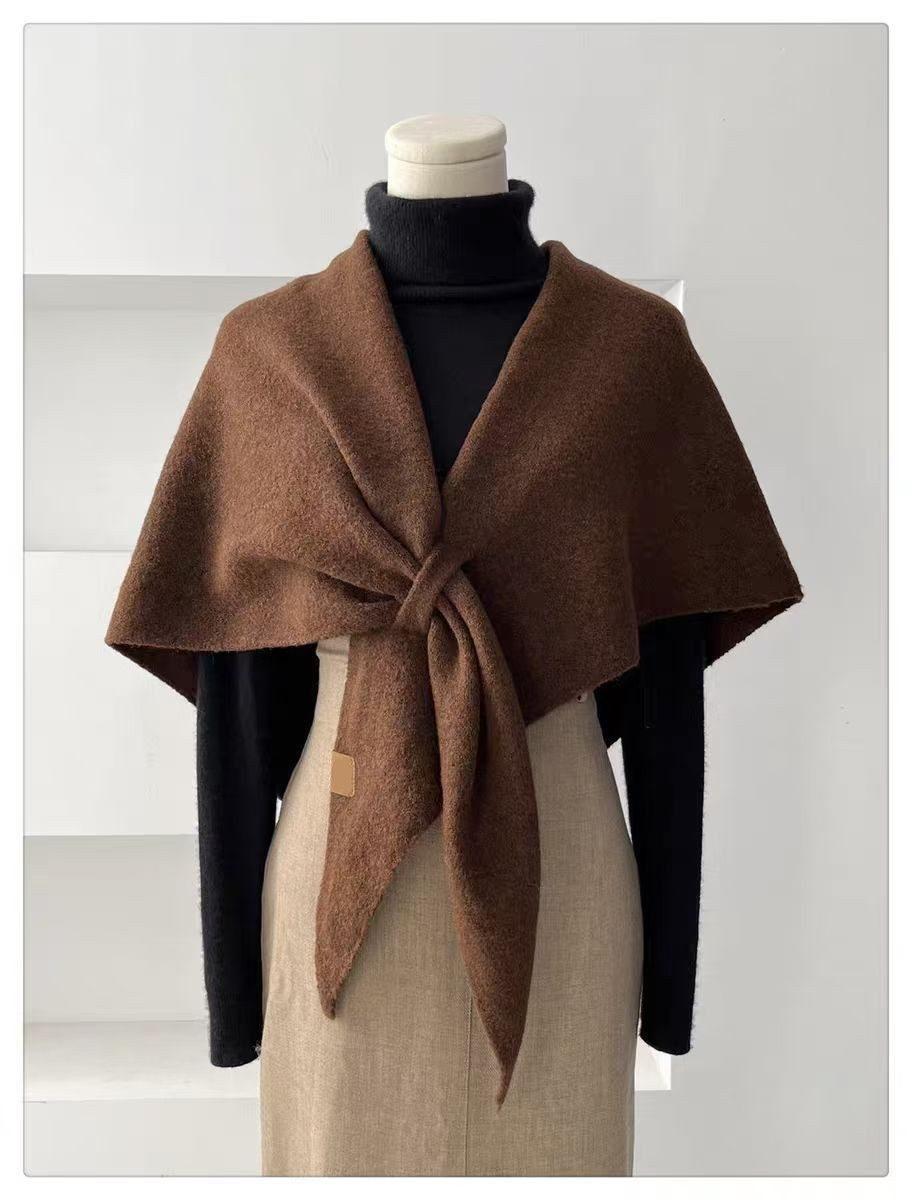 Faux Cashmere Shawl Scarf for Women, Warm Large Triangular Wrap, 180 x 70 cm, Brown, Ideal for Party Wedding Evening Outfits