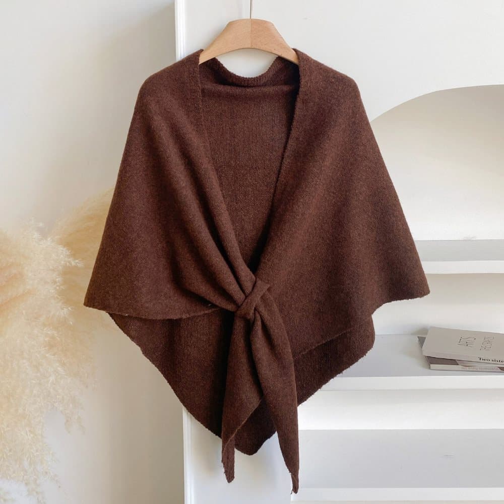 Faux Cashmere Shawl Scarf for Women, Warm Large Triangular Wrap, 180 x 70 cm, Brown, Ideal for Party Wedding Evening Outfits