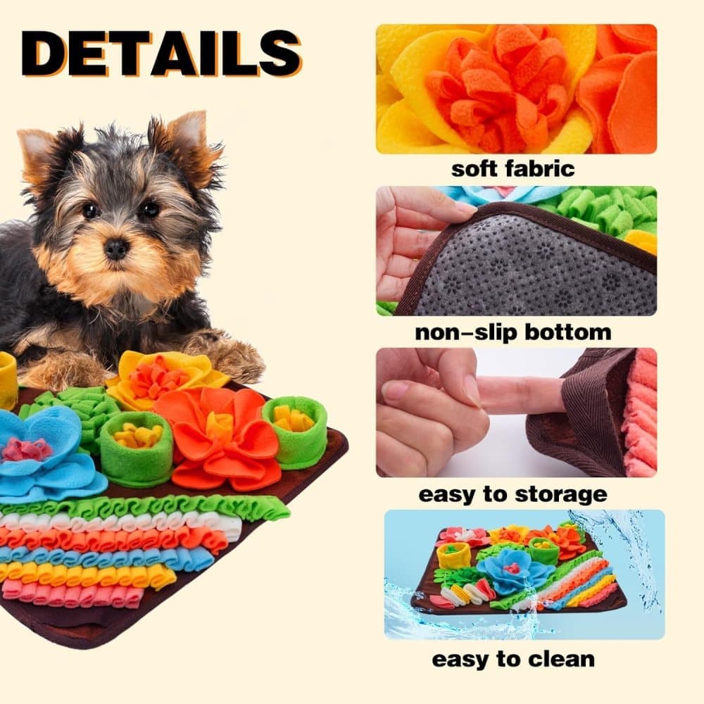 Interactive Slow Feeding Snuff Mat for Dogs, Portable Foraging Training Mat, Brown