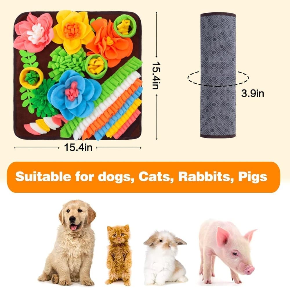 Interactive Slow Feeding Snuff Mat for Dogs, Portable Foraging Training Mat, Brown