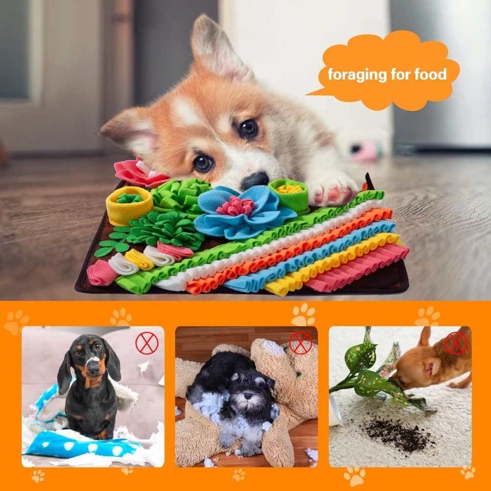 Interactive Slow Feeding Snuff Mat for Dogs, Portable Foraging Training Mat, Brown