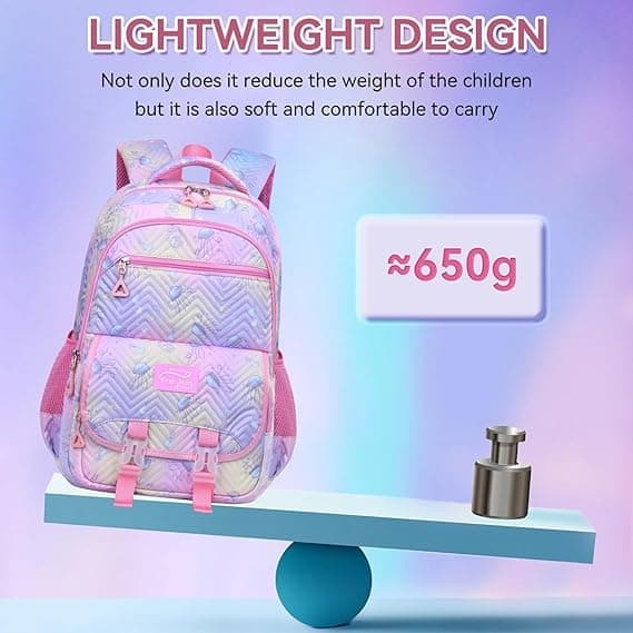 3-Piece Girls Backpack Set with Pencil Case and Lunch Bag, Blue, for Elementary & Teenage Students