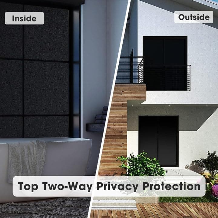 Blackout Window Film 45x500cm, Self-Adhesive Privacy UV Protection Static Cling No Glue, Black