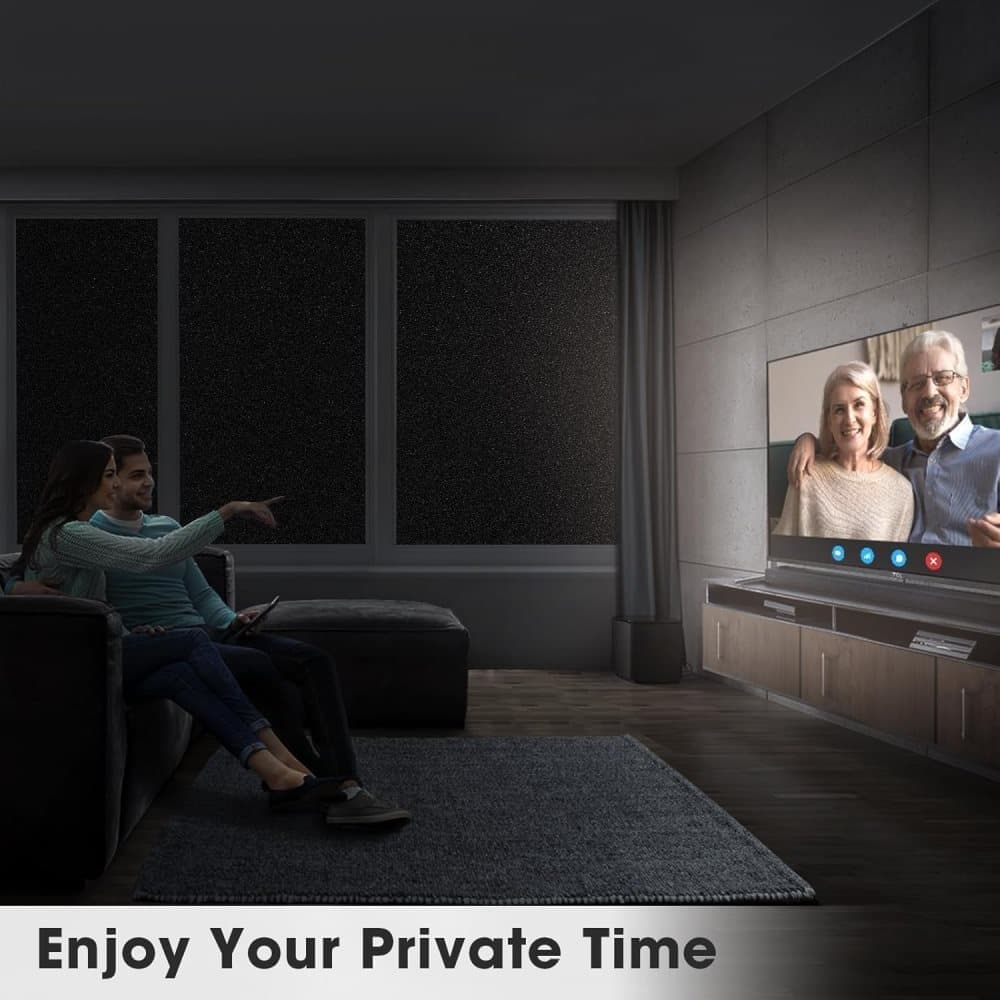 Blackout Window Film 45x500cm, Self-Adhesive Privacy UV Protection Static Cling No Glue, Black