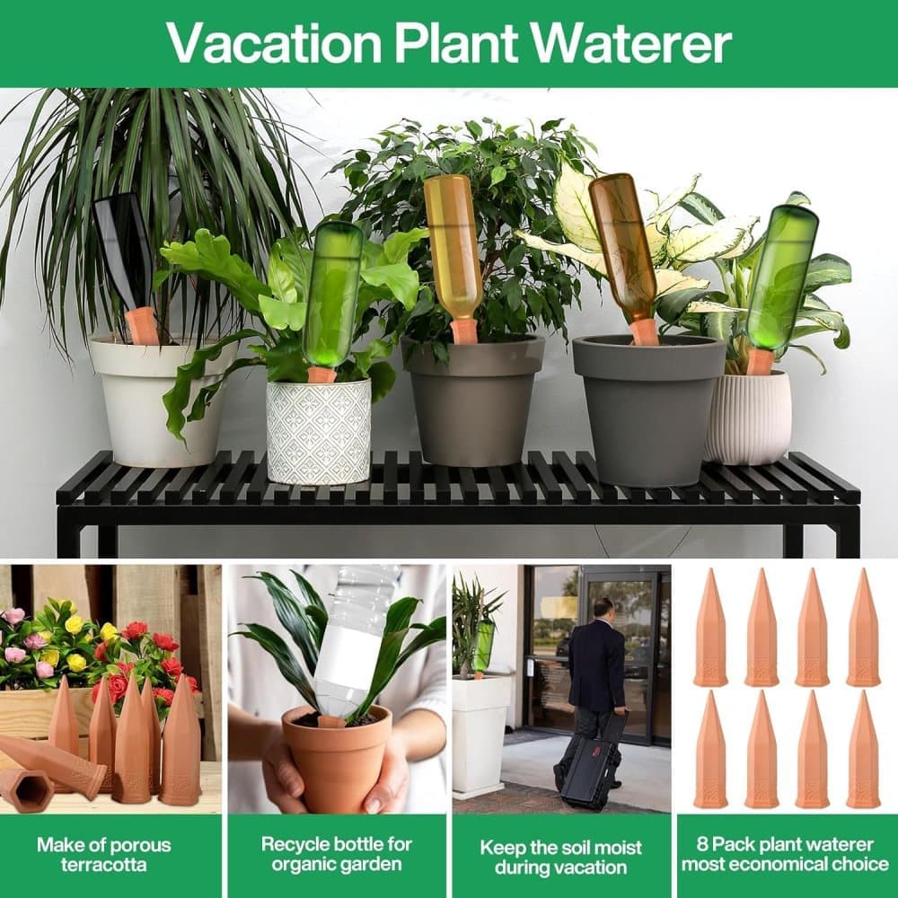 8pcs Clay Cones Watering Cones Plant Water Dispenser, 8cm