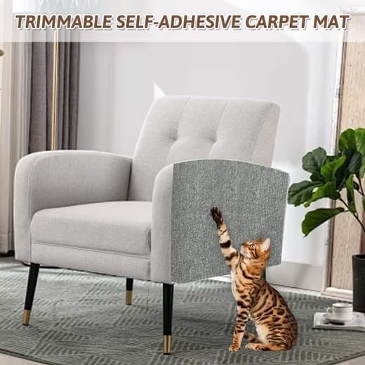 Self-Adhesive Cat Scratching Board, Wall and Sofa Protector for Cats, DIY Corner Mat, Light Gray, 40cm x 200cm