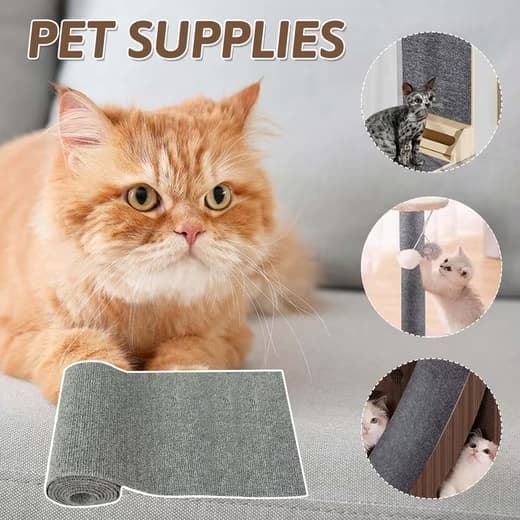 Self-Adhesive Cat Scratching Board, Wall and Sofa Protector for Cats, DIY Corner Mat, Light Gray, 40cm x 200cm