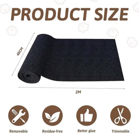 1 Pack Self-Adhesive Cat Scratching Board Wall Protector for Cats, DIY Corner Mat, 40cm x 200cm, Black