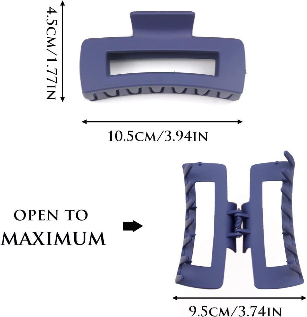 6-Pack Strong Rectangular Hair Clips for Thick Hair, Non-Slip Matte Solid Color, Multicolor