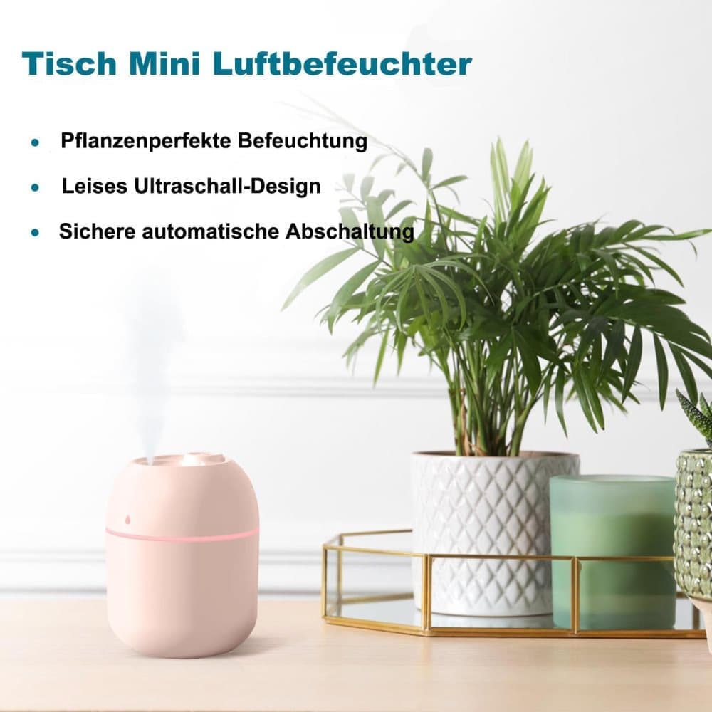 Portable Mini Humidifier 0.22L with USB, Automatic Shutoff, 2 Spray Modes for Bedroom Office and Car, White