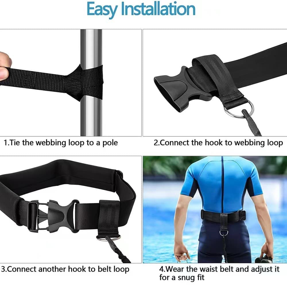 Adjustable Swim Training Belt for Adults and Children, 8-25 Feet, Compatible with Pools