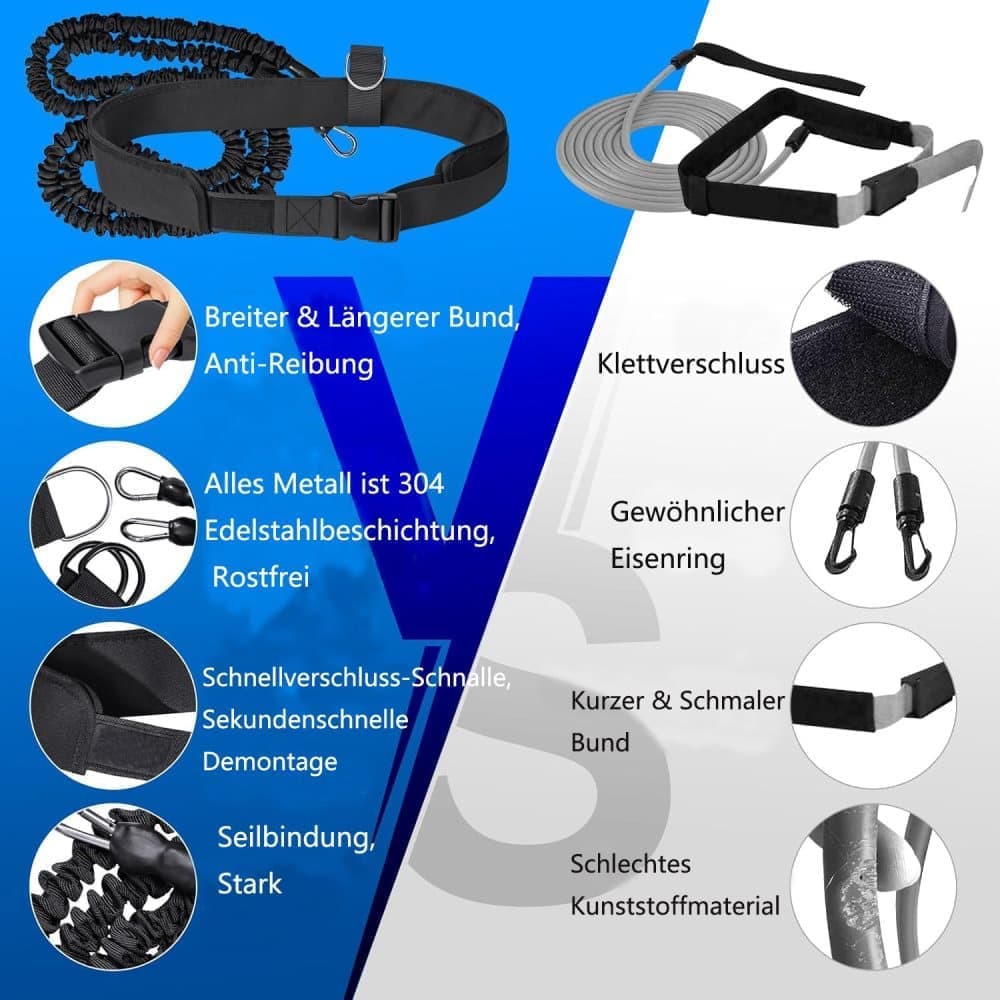 Adjustable Swim Training Belt for Adults and Children, 8-25 Feet, Compatible with Pools
