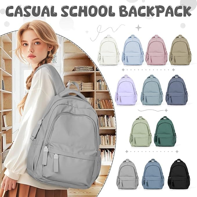 14-inch Waterproof Lightweight Laptop Backpack for School and University, Gray