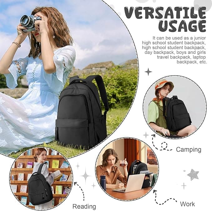14-inch Waterproof Lightweight Laptop Backpack for School and University, Light Blue