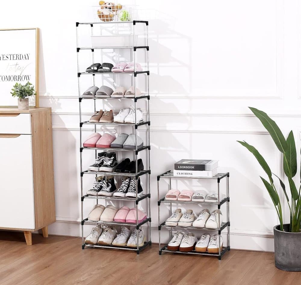 Stackable Shoe Rack 3-Tier Space Saving Storage for Shoes and Bags, 43×26×38cm