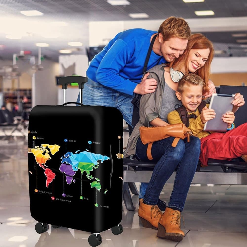 Elastic Suitcase Cover Travel Luggage Protective Cover Scratch Resistant Black, S (18-20 inch)