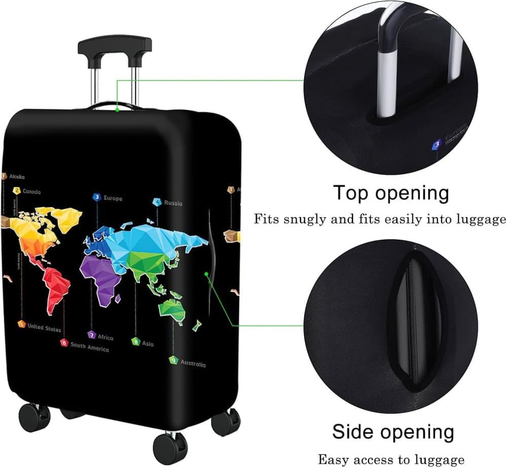 Black Elastic Suitcase Cover Travel Luggage Protective Scratch Resistant, with Travel Trolley Case Compatibility, L (25–28 inch)
