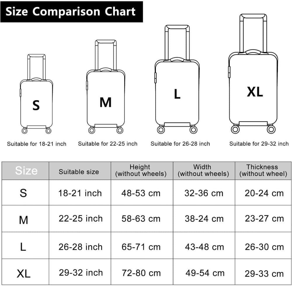 Black Elastic Suitcase Cover Travel Luggage Protective Scratch Resistant, with Travel Trolley Case Compatibility, L (25–28 inch)