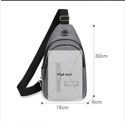 Unisex Crossbody Chest Backpack with Headphone Jack for Hiking Travel Climbing, Black