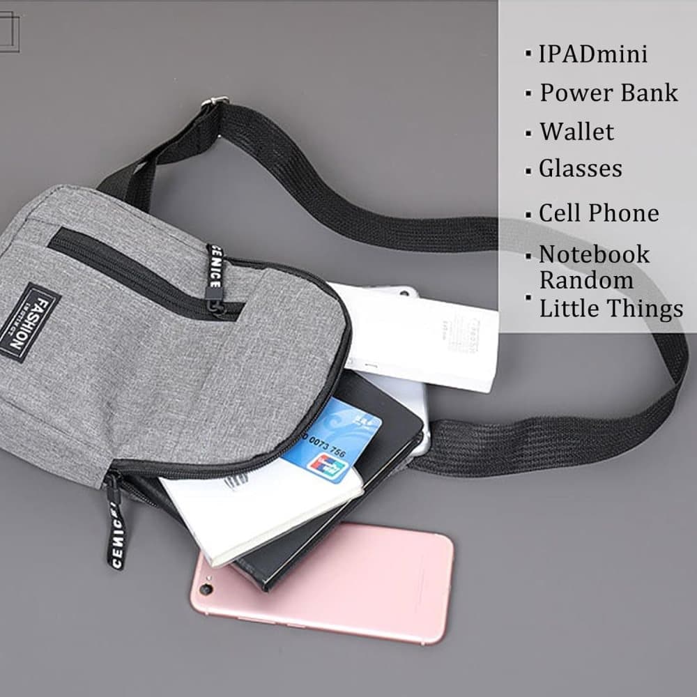 Unisex Crossbody Chest Backpack with Headphone Jack for Hiking Travel Climbing, Black