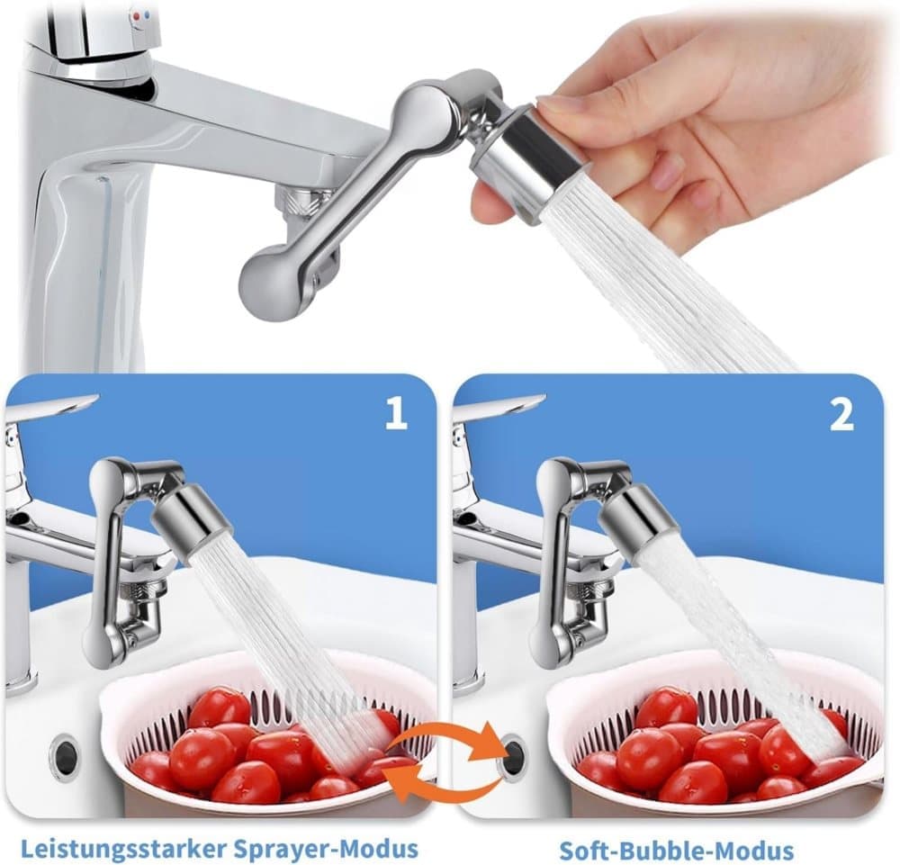 360° Swivel Faucet Extender with 2 Flow Modes, 1440° Rotation, for Kitchen Sink