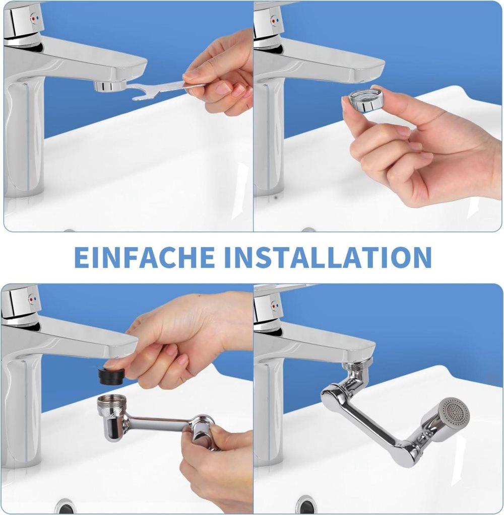 360° Swivel Faucet Extender with 2 Flow Modes, 1440° Rotation, for Kitchen Sink