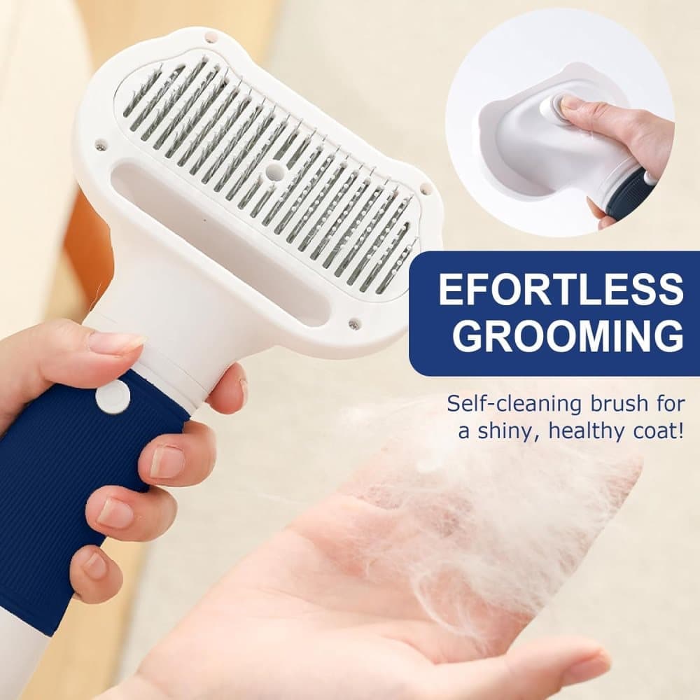 Pet Hair Dryer 3-in-1 with Brush, Portable Quiet Dog Cat Grooming Tool, 3 Heat Settings Overheat Protection, Blue