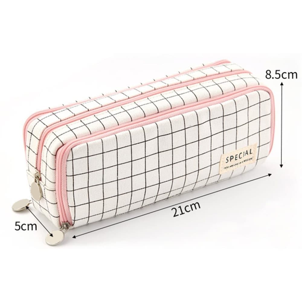 Yellow Large Pencil Case with 3 Compartments, High Capacity Storage Organizer