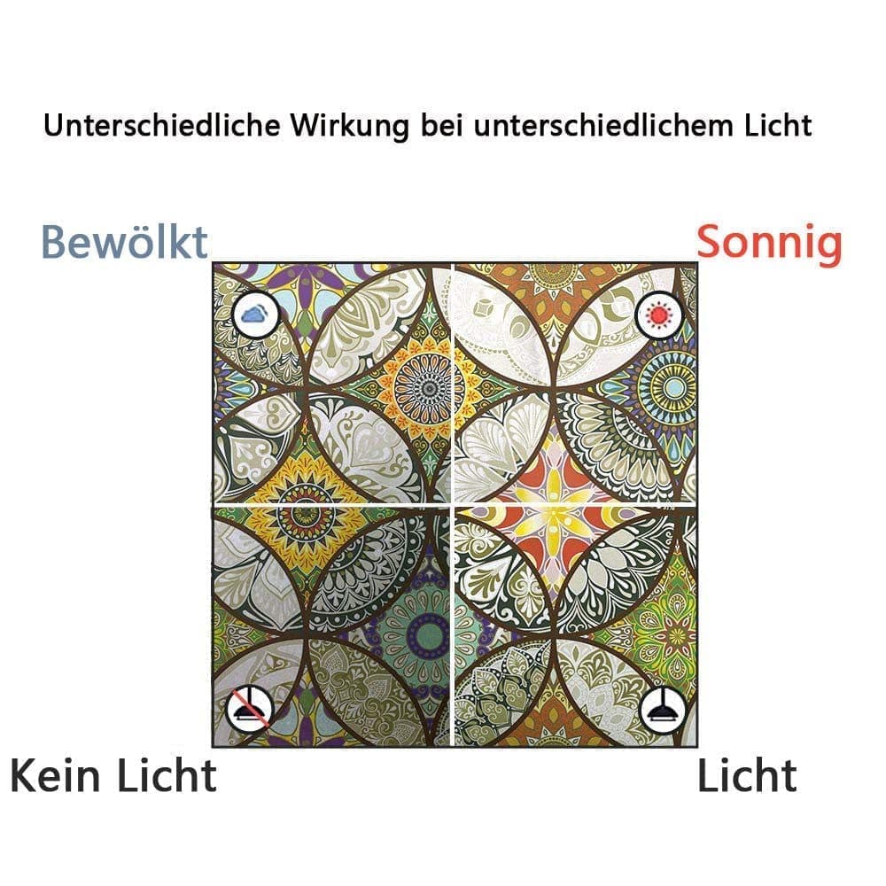 Static Cling-Free Decorative Window Film with Stained Glass Effect, Self-Adhesive Frosted Privacy Protection Film, 45cm x 500cm