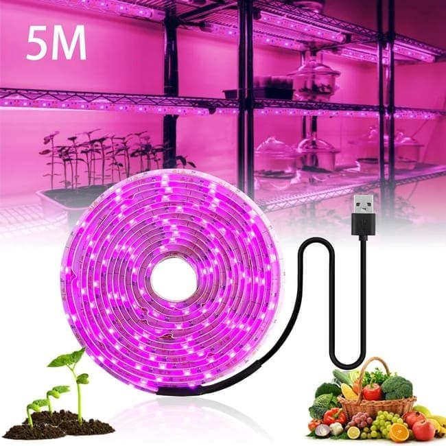 Full Spectrum USB LED Grow Light for Small Plants Greenhouse, 5M, Compatible with USB
