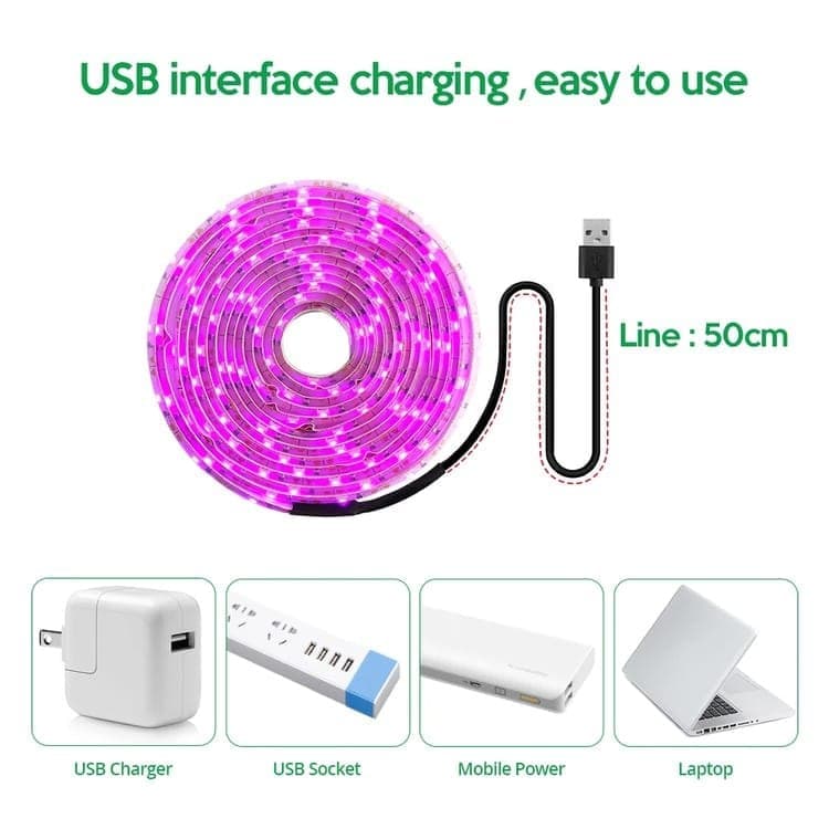 1M Full Spectrum USB LED Grow Light for Small Plants and Greenhouses, Cuttable Design