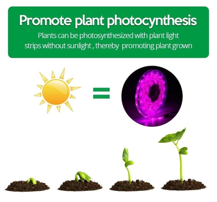 USB LED Grow Light Full Spectrum for Small Plants and Greenhouse, 2M, Compatible with USB