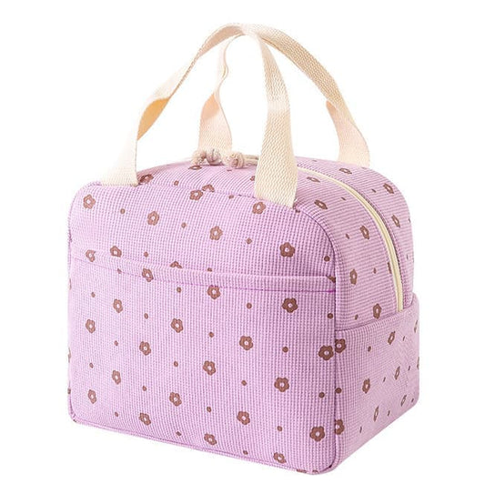 Insulated Corduroy Lunch Bag Cooler Leak-proof for Picnics and Work, 26cm