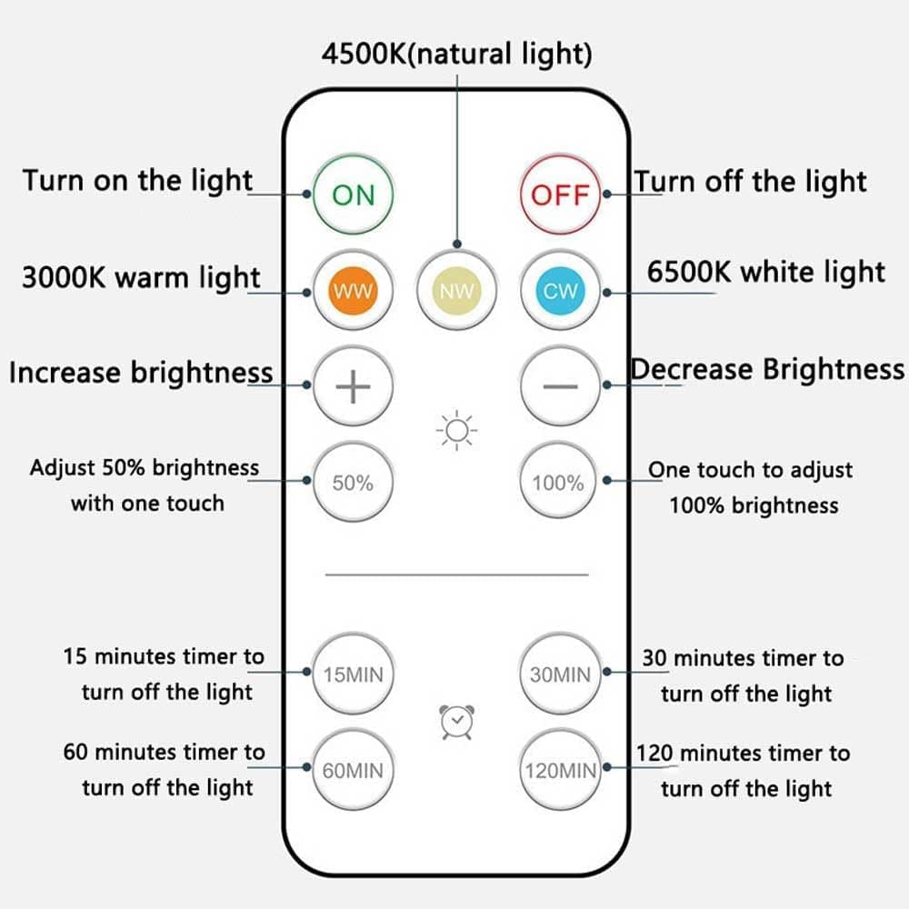 Rechargeable LED Bulb with 3 Color Temperatures 3000-6500K, Dimmable, Timer and Remote Control, E27 Lamp Holder, Wireless Night Light