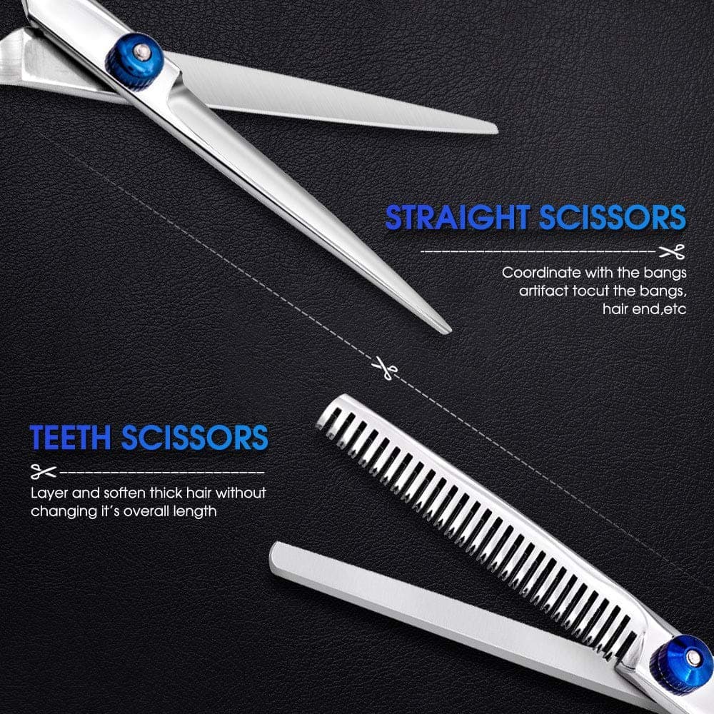 11-Piece Hairdressing Set with Scissors, Combs, Clips and Cape